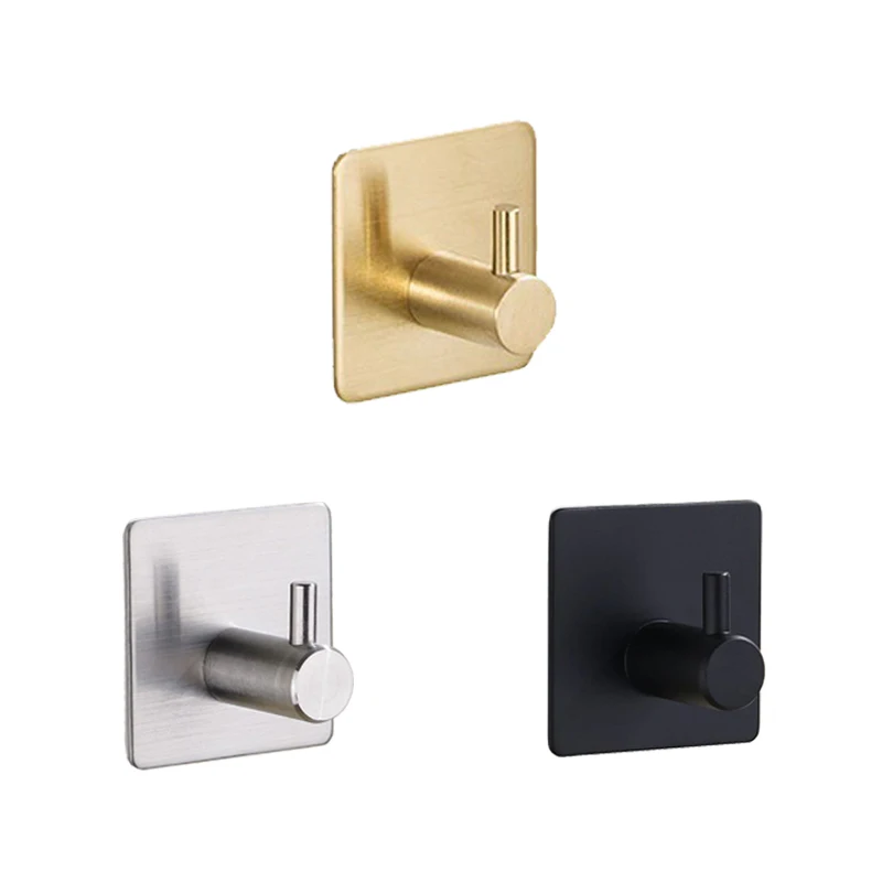 Wekis Bathroom Metal Custom Color Gold Brushed Nickel Stainless Steel Small Self Adhesive Hanging Wall Door Hooks For Clothes