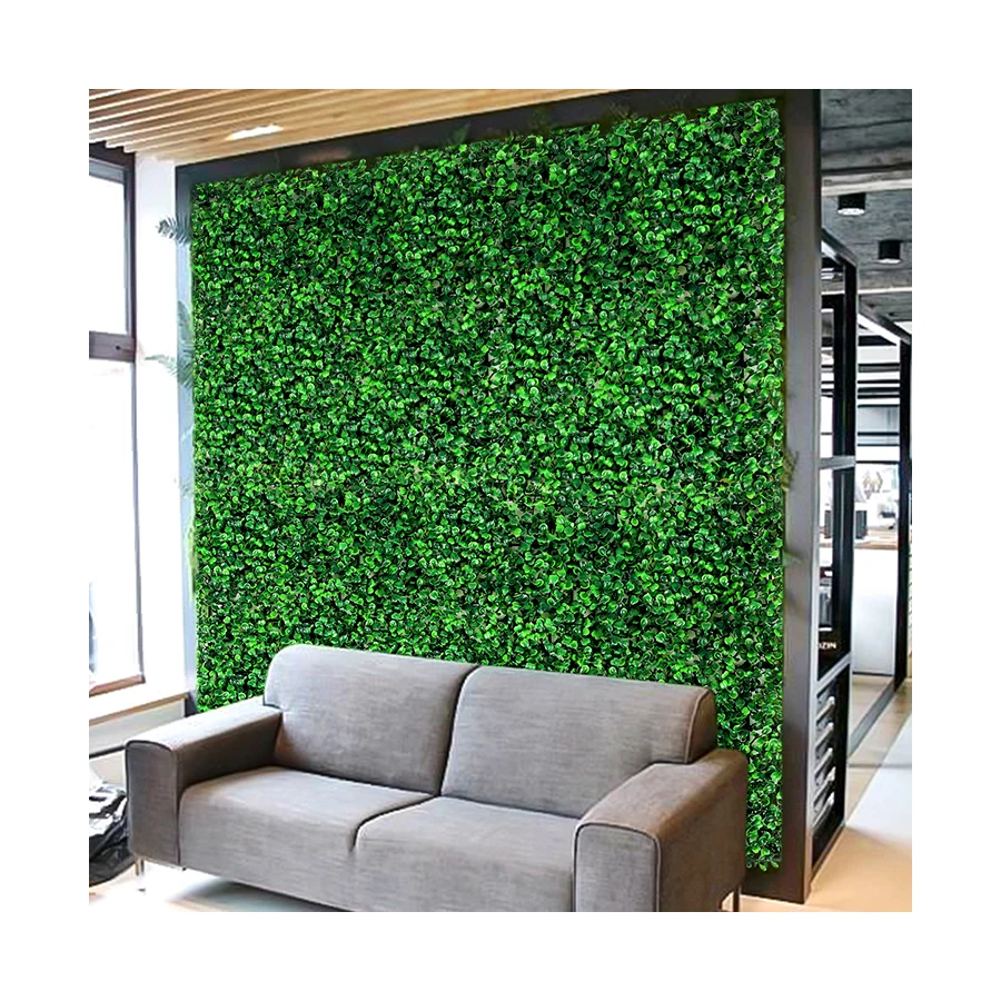 P6 Wedding Garden Decoration Green Leaves Panel Plastic Mat Hedge Boxwood Artificial Grass Wall