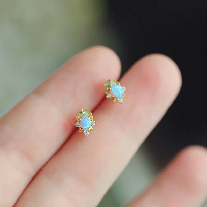 Aimgal Изящные Ювелирные изделия Винтаж s925 посеребренные 14K золото опал звезда серьги антикварный стиль ювелирные