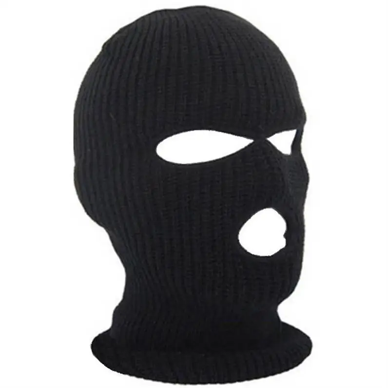 Full Face Cover Mask Three 3 Hole Balaclava Knit Hat Winter Stretch Snow Mask Beanie Hat Cap Black Warm Face Masks