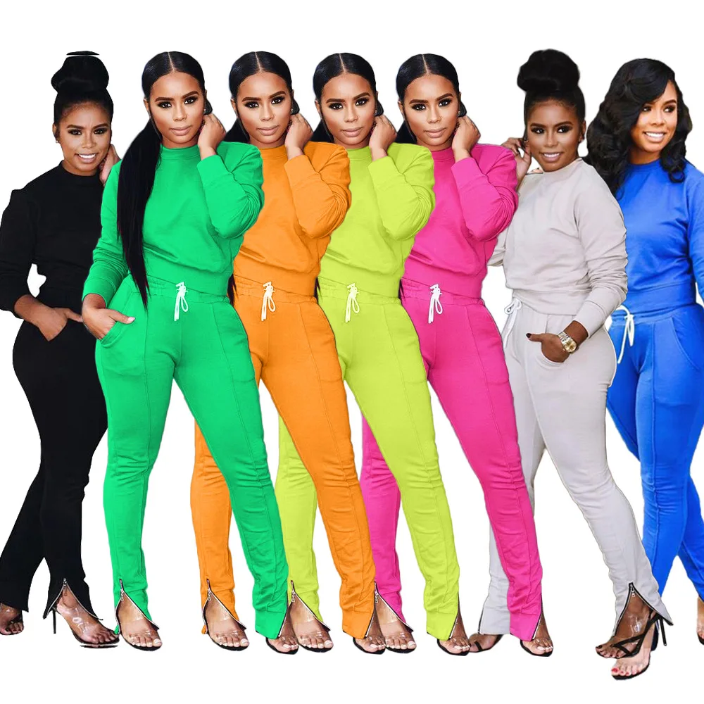 fall winter 2021 Custom Logo Private Label Slim Fit women joggers suits set Tracksuit