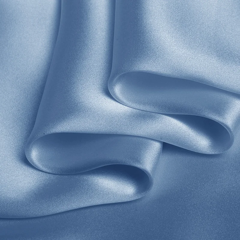 100% silk satin fabric wholesale 19mm silk charmeuse 114cm width No.48 blue color