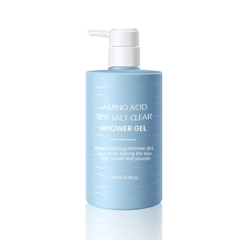 New Fashion Skin Cleaning Amino Acid Sea Salt Whitening Shower Gel Acne Remove Refreshing Body Wash For Summer