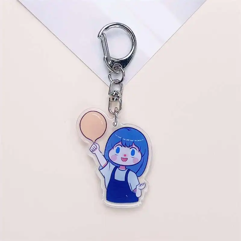 TLB Wholesale Personality Jewelry Keychain Custom Logo Uv Printed Acrylic Free Sample Transparent Cartoon Animation Key Chain