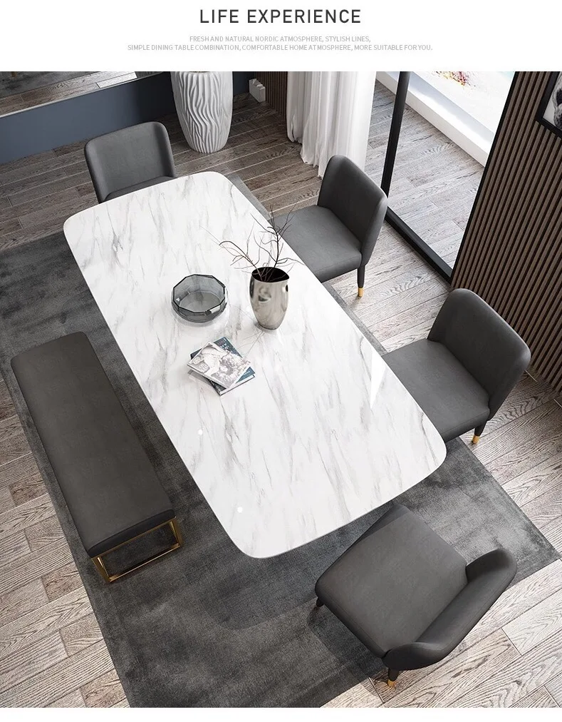 Modern luxury dining room furniture tables gold stainless marble dining table set  , cafe chairs and tables