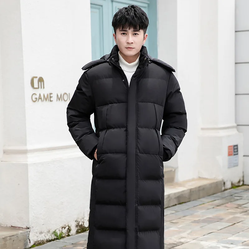 2021 New Style Model Factory High Quality Black Wind Proof Breathable Overcoat Custom Bomber Popular Long Down Jackets For Men