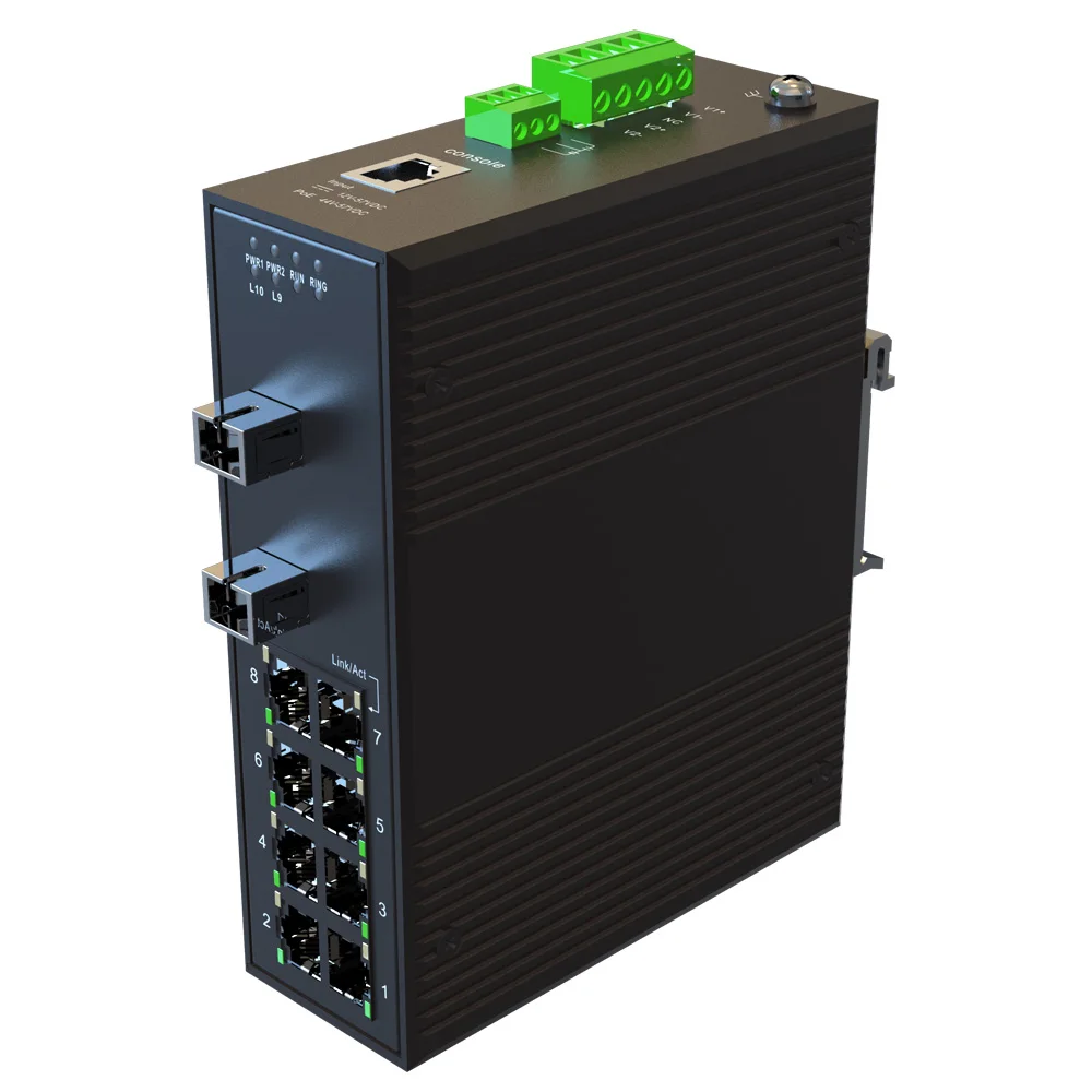 1000M отключение защиты 10 портов POE управляемые промышленные коммутаторы Ethernet 90W порты POE RJ45 2 порта 1*9