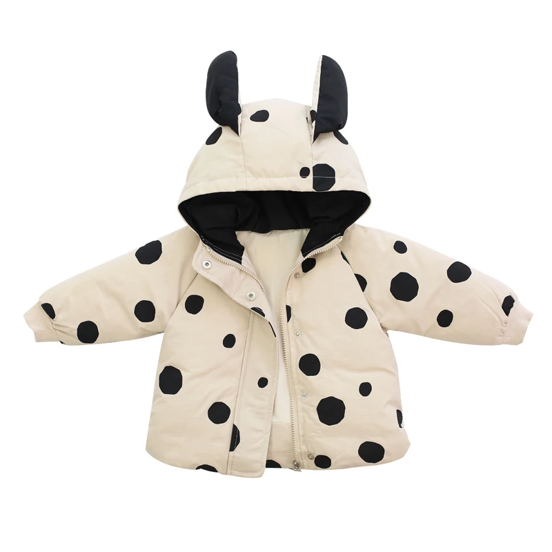 
Thickened 1-5-year-old baby cotton coat for keep out the cold lovely point warm baby winter coat 