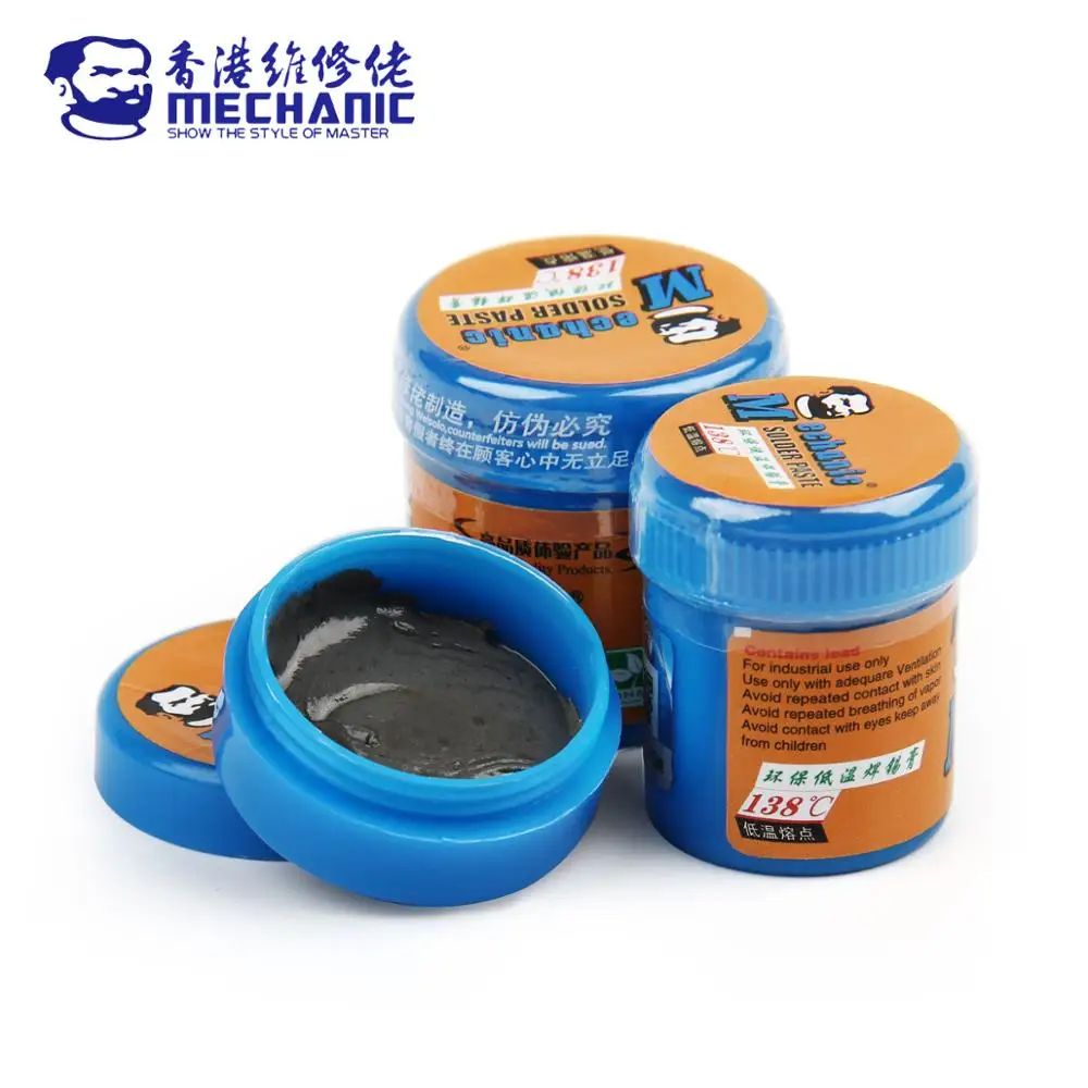 MECHANIC 138 Lead-Free Solder Tin Paste Low Temperature Melting Point Soldering Flux Welding Cream Sn42/Bi58 PCB BGA Repair Kit