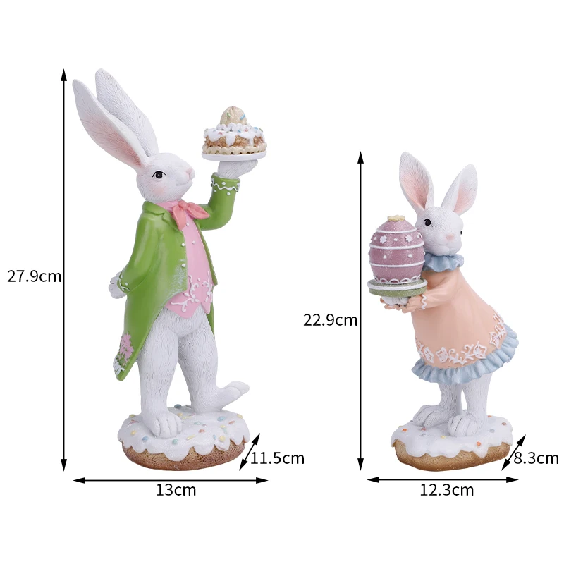 Redeco Hot Sale Spring Desktop Decorations Pink Cute Easter Bunny Figurine Resin Cartoon Rabbit Sculpture