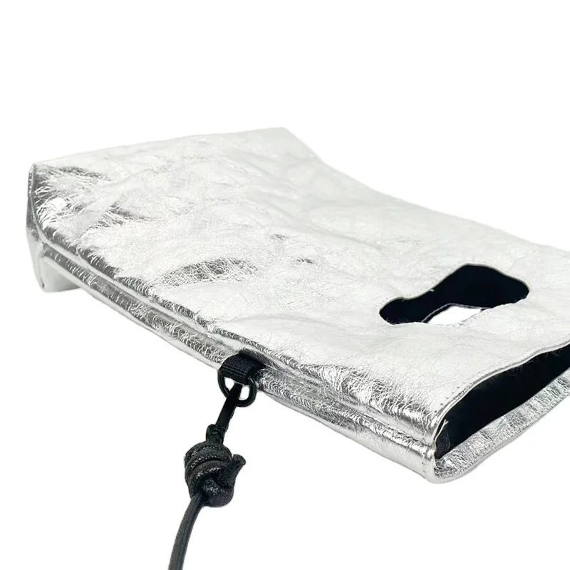 Silver shinning Carrier tyvek paper special tyvek custom shopping dupont paper tote bag with shoulder handle strap