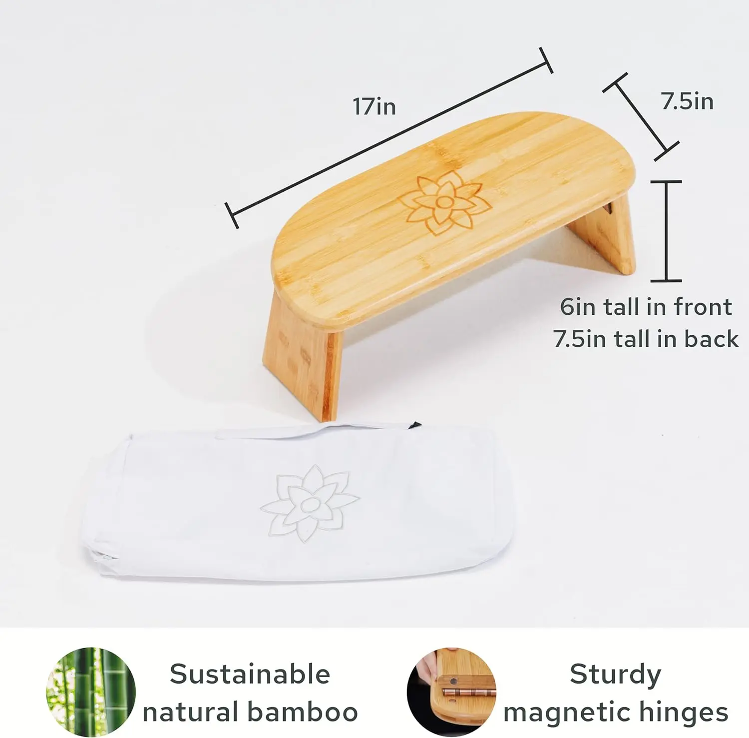 Modern Folding Meditation Bench Bamboo Kneeling Stool with Locking Magnetic Hinges