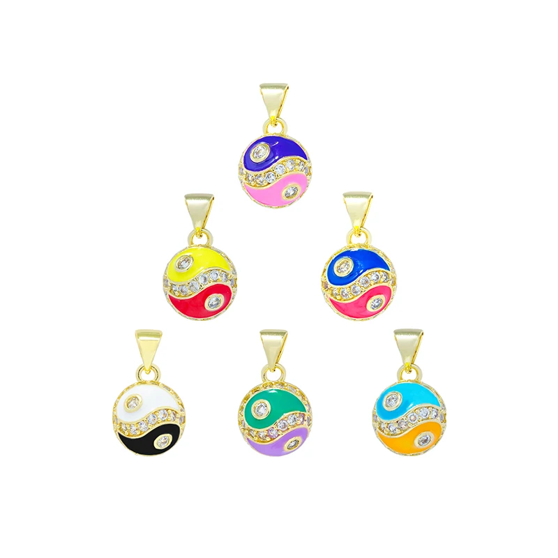 2023 Ying Yang Tai Chi Pendant 18K gold plated Necklace Pendants Jewelry Making DIY Gold Accessories Bracelets Charms CZPendants