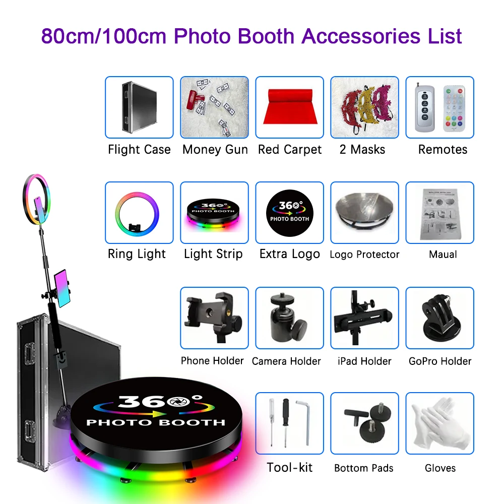 Fast Delivery 360 Photo Booth Machine App Remote Control 360 Video Booth Angle Adjustable Photobooth 360 For Party Events