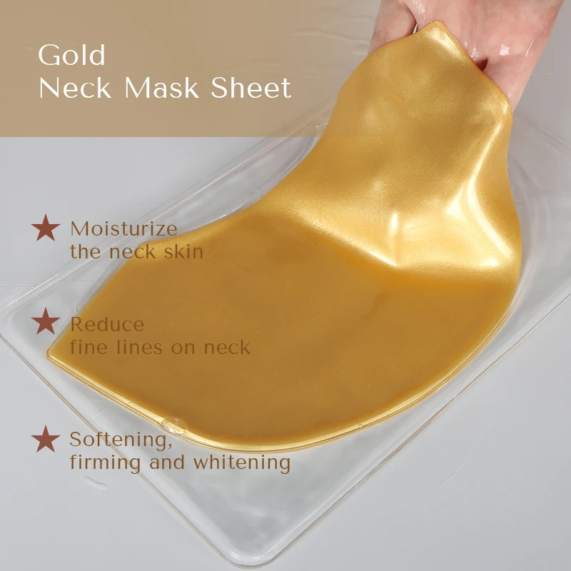 Private label lightening moisturizer lifting anti wrinkle pad 24k gold collagen neck mask sheet patch