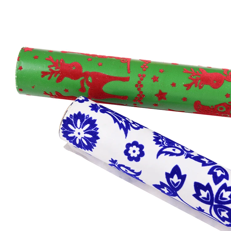 
Korea Diy Handmade Gift Packaging Floral Pattern Flocking Gift Wrapping Paper 