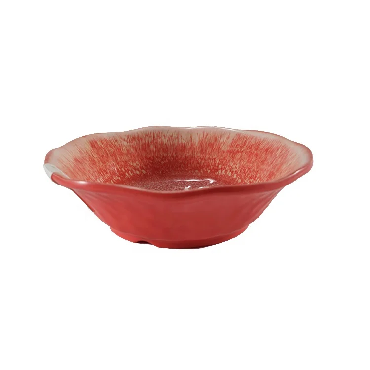 Rustic Collocation Wholesale  Blue White Orange Light Green Ink Painting Salad Bowl Melamine Tableware