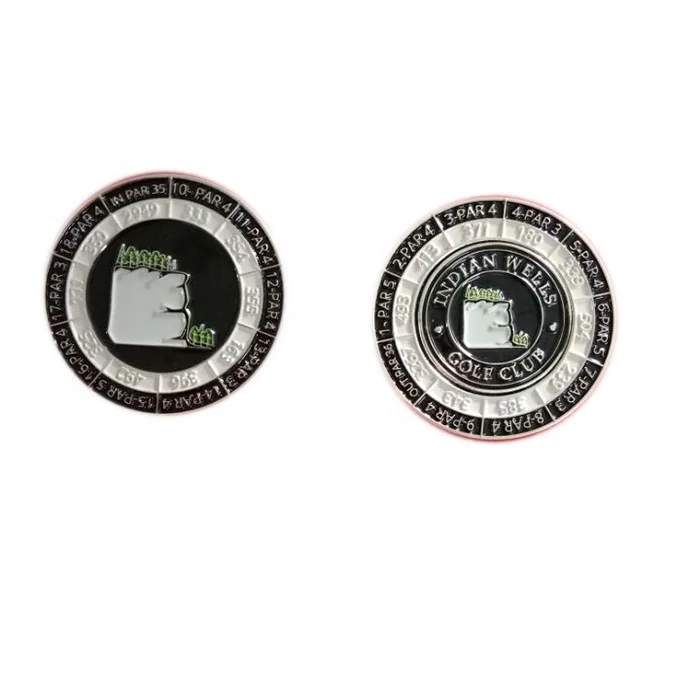 High Quality Souvenirs Gift Custom Metal Challenge Coin Yardage Golf Marker Accessories Poker Chips Souvenir Coin