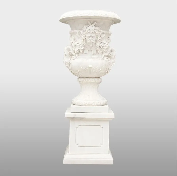 Carved garden stone vase