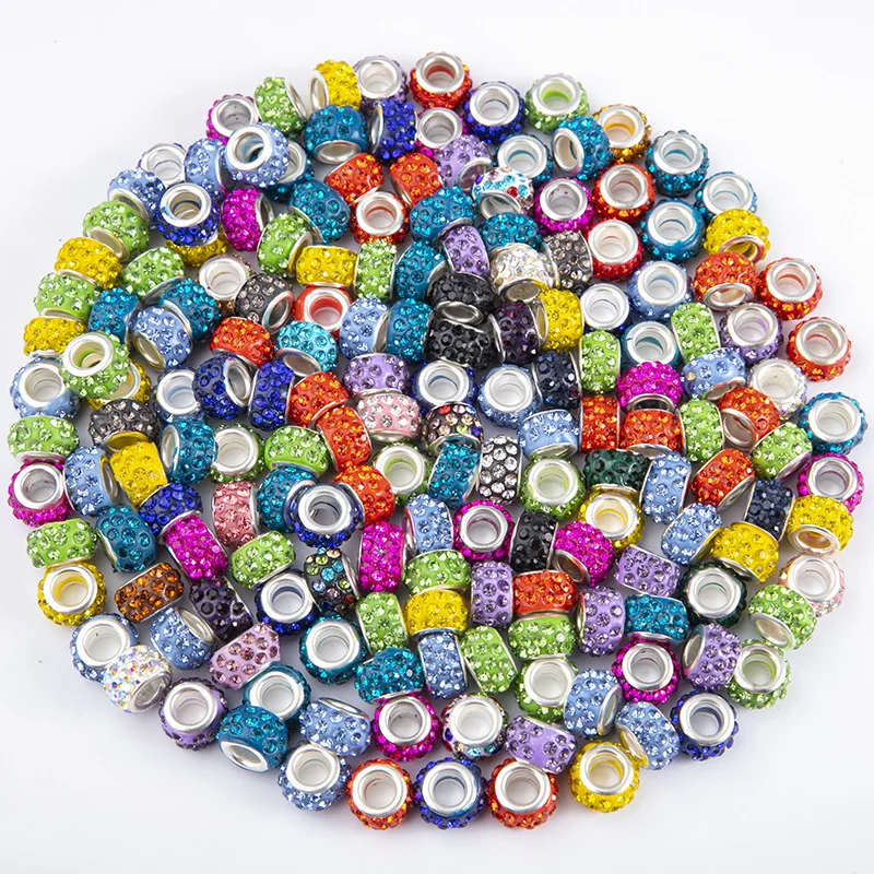 10pcs/bag mixed color big hole crystal beads for diy bracelets making accessories for children
