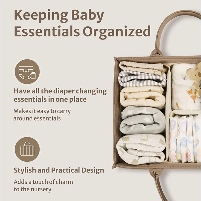 Wholesale Customized Logo Baby Diaper Caddy Basket Stylish Baby Diaper Caddy Organizer Storage Basket  for Newborn Baby
