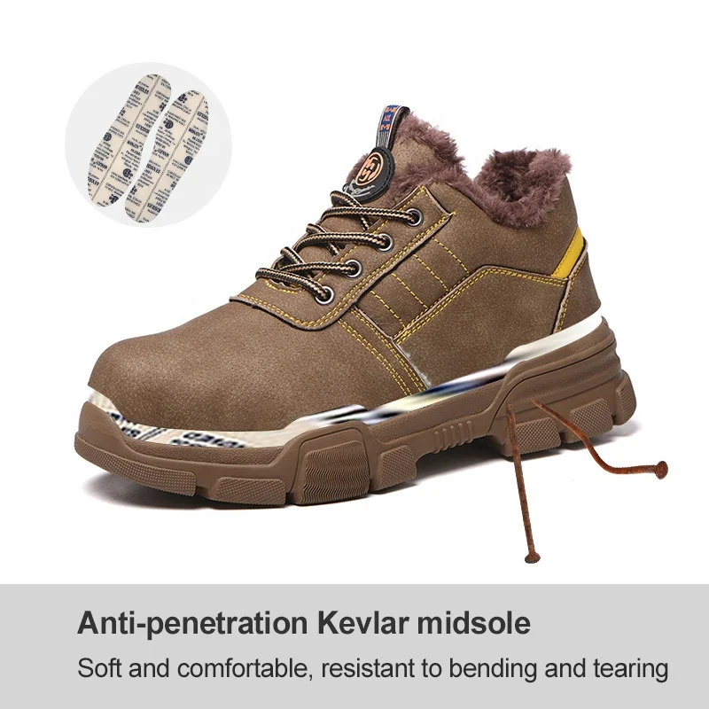 Winter Warmly with fur Lace Up Industrial Double Safety Double Italy Working Tanker Safety shoes for construction