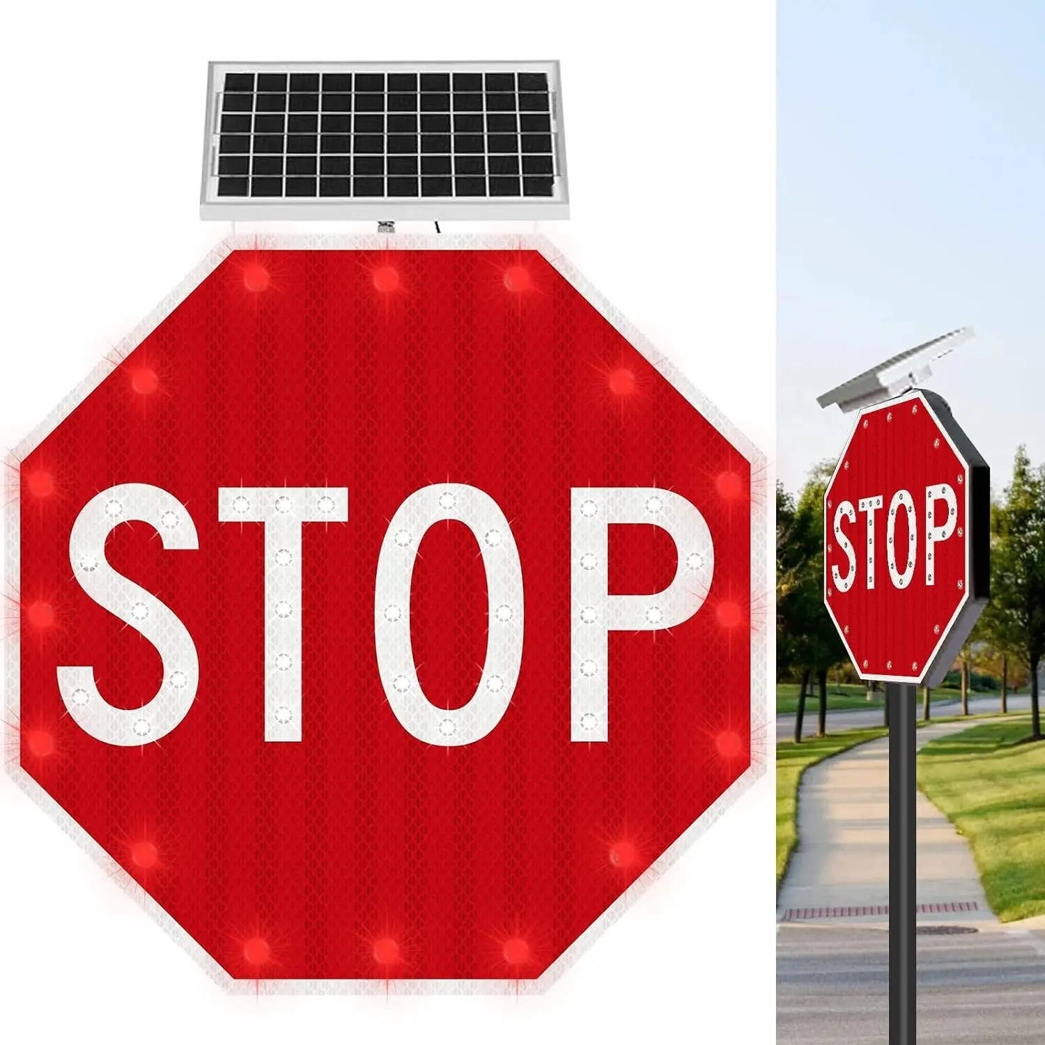 Solar Powered Warning light Road Safety Solar barricade Sign Blinking Light Warning Signal Led Traffic Stop Sign