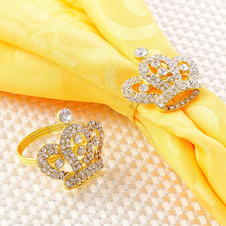 Hot Sale Fashion Rhinestone Crown Shape Napkin Ring For Wedding