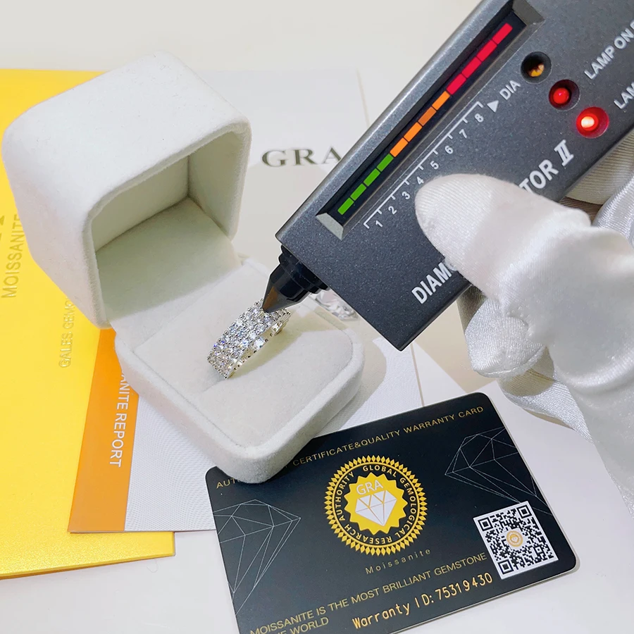 Pass Diamond Tester D Color VVS Grade Princess Cut Moissanite Rings Men Gems Silver Gold Ring for women men