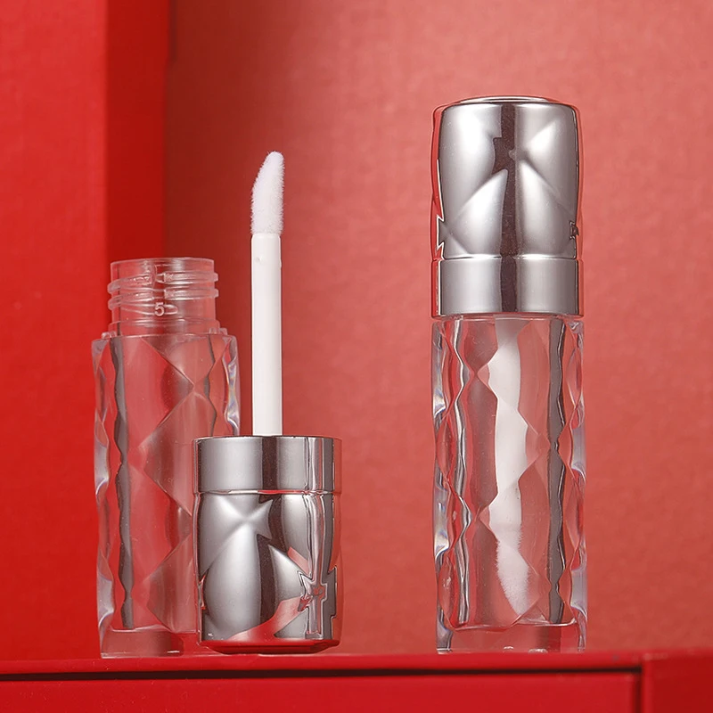 New Arrival 4.5ml Clear Rhombus Lip Gloss Tube with Silver Lid