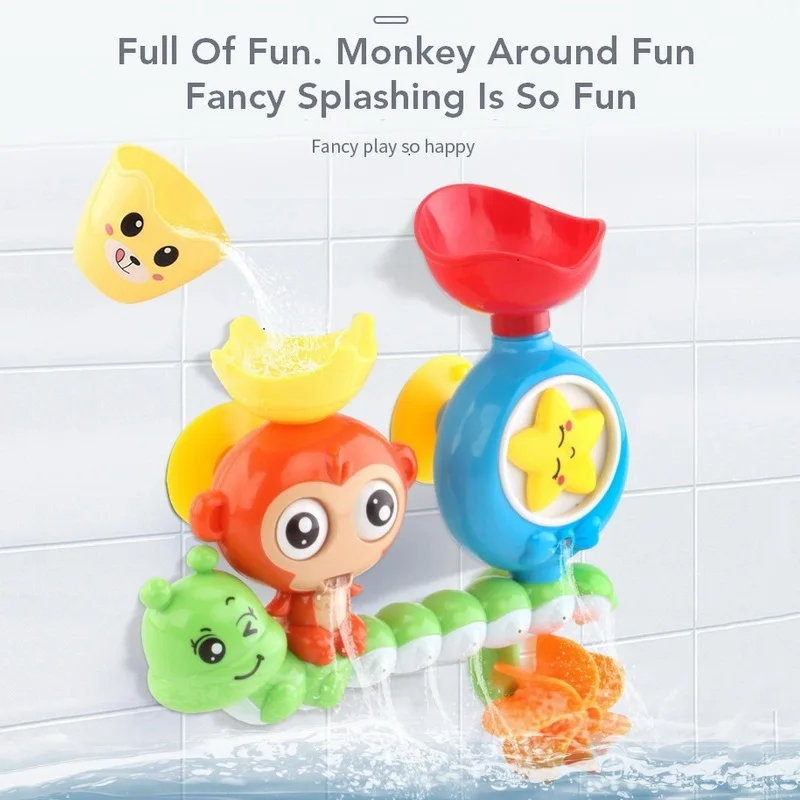 KSF Funny Bath Baby Boy Toy Gift Shower Water Monkey Spin Games Rotate Water Spray Colorful Bathtub Water Props Children Toys