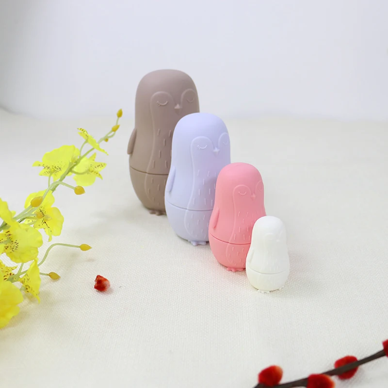 Penguin matryoshka doll Kids-friendly Penguin Design Durable & Washable BPA-Free Design Silicone Stacking Nesting Dolls