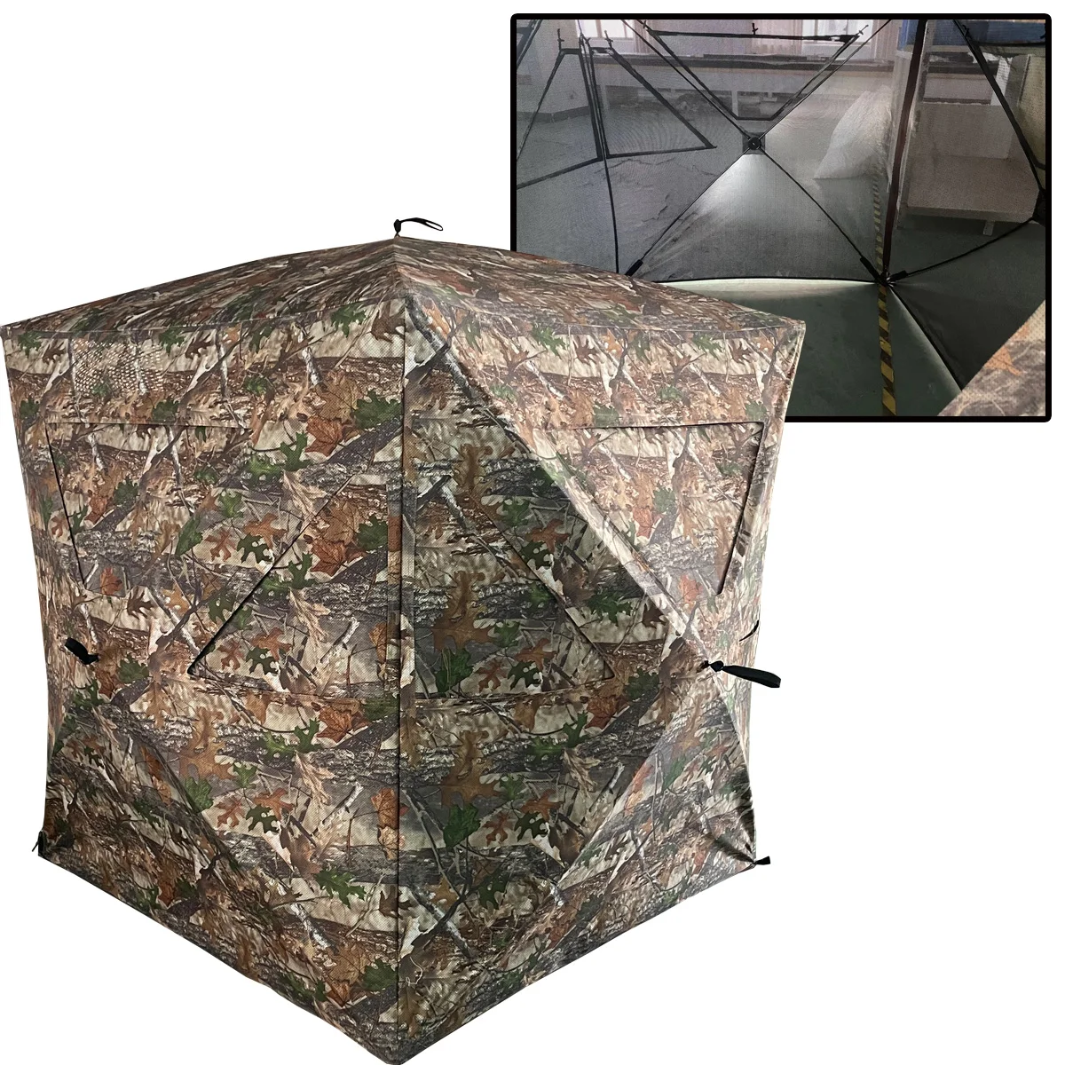 Hunting Blind See Through with Carrying Bag, 2-3 Person Pop Up Ground Blinds 270 Degree, Portable Durable Hunting Tent for Deer