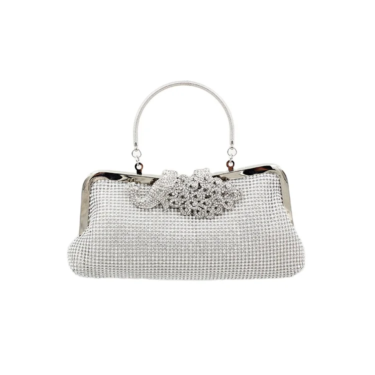 luxury diamond shiny evening phoenix hasp closure handbags clutch bag with metal handle