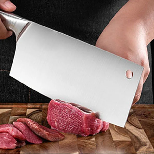Wholesale 7 Inch Stainless Steel chop Knife Custom Meat Cutting with hollow handle big knife