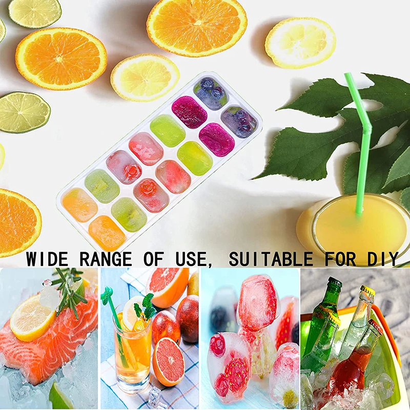 Durable and dishwasher safe stackable silicone ice cube mold ice cube tray with lid and bin
