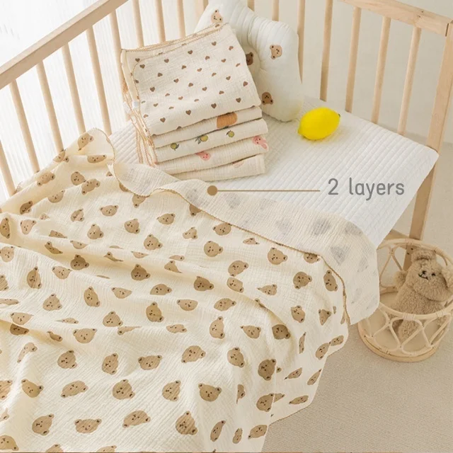 Double Gauze Baby Bath Towel 110*100 cm Newborn Single Infant Four Layers Cotton Gauze Wrapped Baby Blanket Towel BL012202