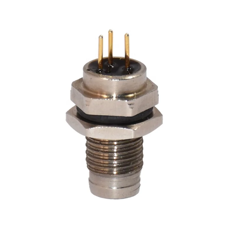 CE certification m8 3pin 4pin 5pin 6pin 8pin metal straight type waterproof male Front panel mount pcb