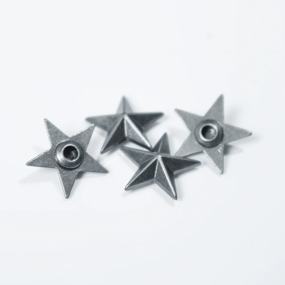 Star shape Metal rivet decoration knitted cardigan decorative rivets button with logo for leather