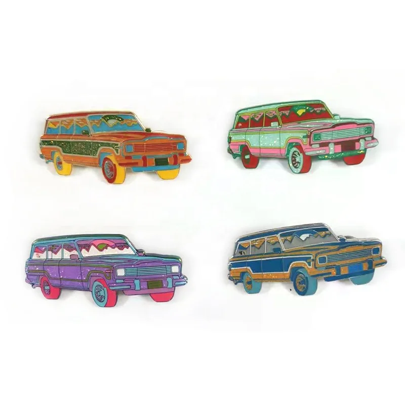 Custom Metal car Pins Car Shape Glitter Enamel Lapel Pin Badge Factory For Collection Souvenir