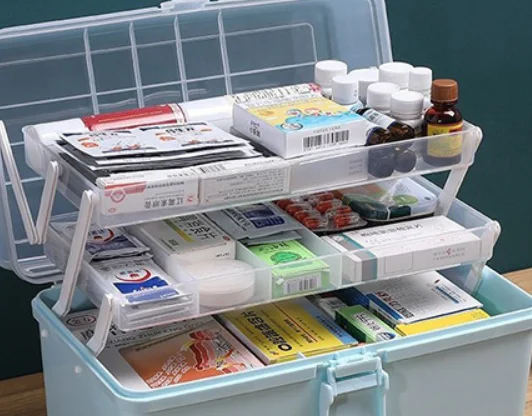 HOUSEHOLD PP material portable storage medicine box, outdoor home multi-storey storage medicine box