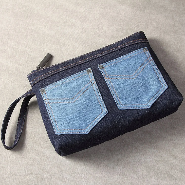 New personality style ladies denim clutch bag summer recreational and contracted mobile phone bag