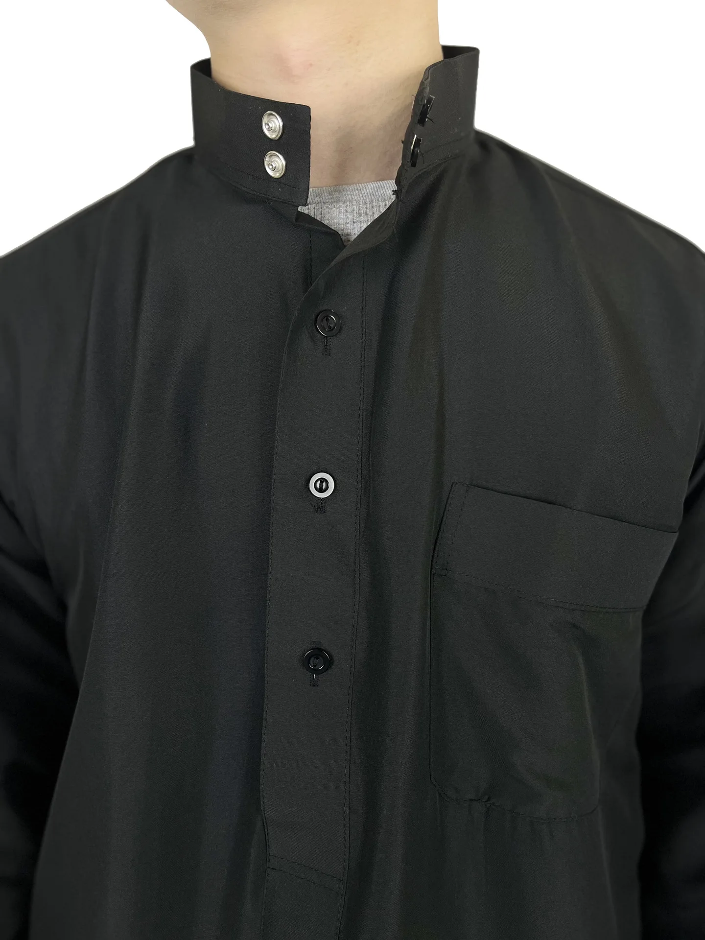 Soild Color Front Buttons   Arabic Robe Casual Long Sleeve  for Youth and Man for Eid Muslim Islamic Clothing
