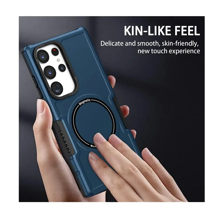 In Stock Wholesale Multi Color Optional Magnetic Suction Support Wireless Charging Phone Case for Samsung s23 Plus