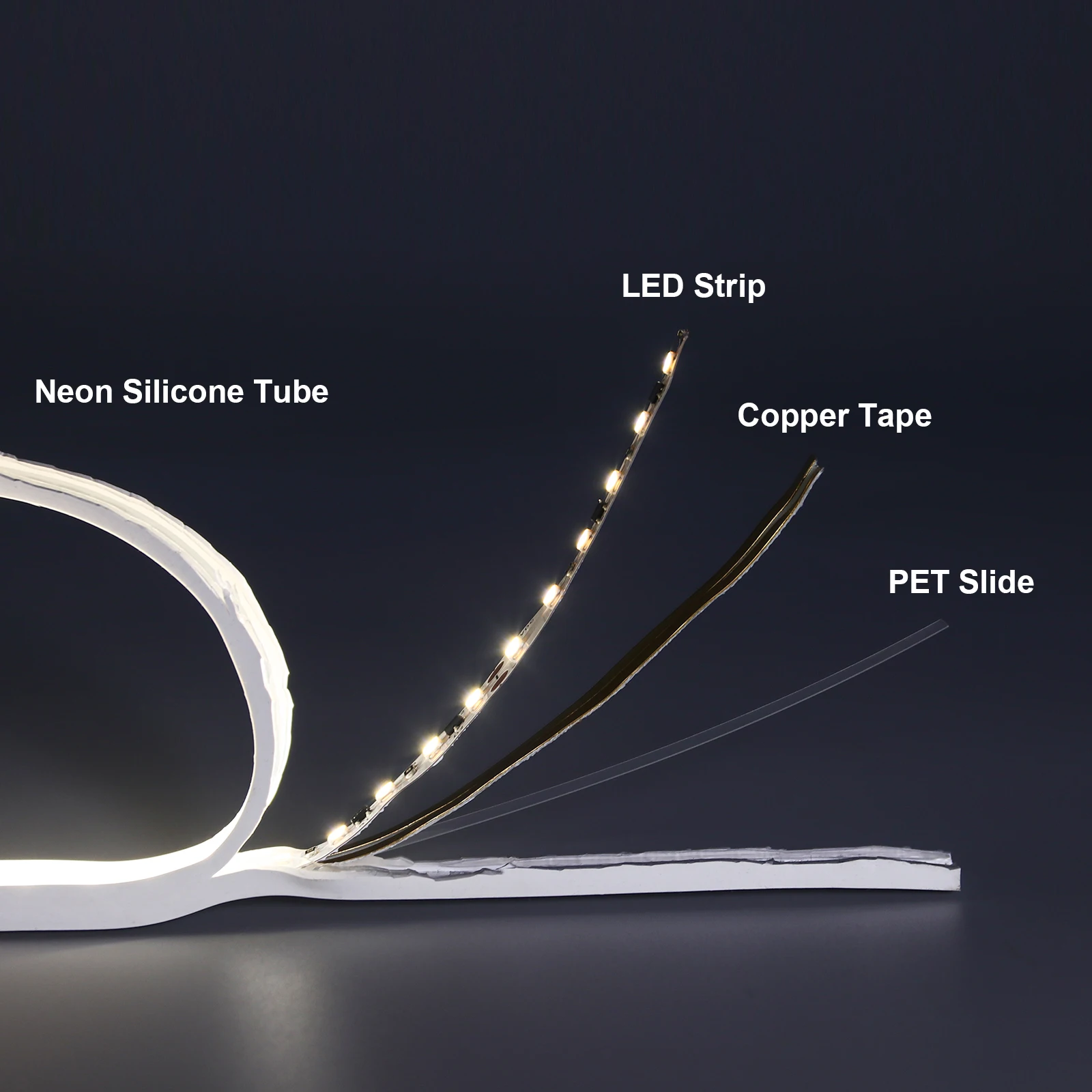 Waterproof Silicone Buliti-in SMD 2835 LED Strip With PET and Copper Tape LED Strip Light Flexible Neon light Landscape lights