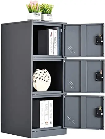 MECOLOR Vertical Single Tier Small Locker with Padlock latche 2 or 3 Compartment Storage for Employee,Home,Office,School,Kids