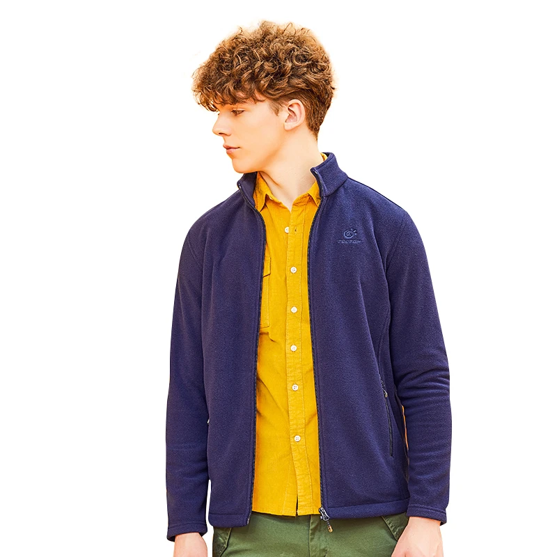 
100% polyester custom Logo full Zip pocket Outdoor mountain climbing Winter warm Polar Fleece Jacket for men 