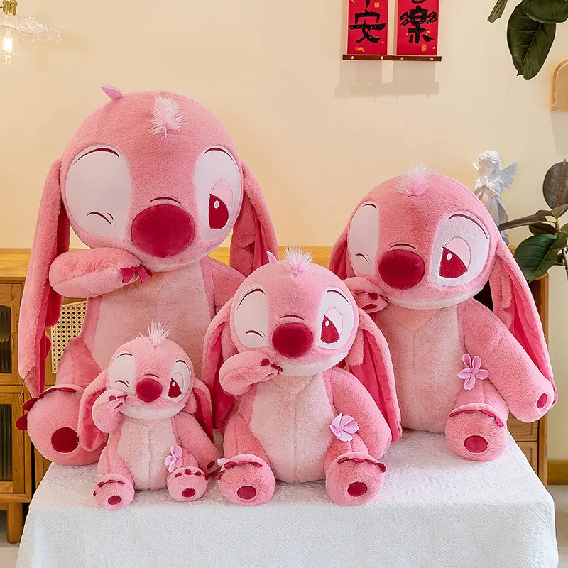 New cherry blossom doll Stitch plush toy Pink Stitch bear doll girl companion throw pillow
