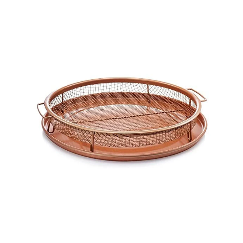Baking Tray Crisping Basket Non-stick Coating Round Copper Crisper