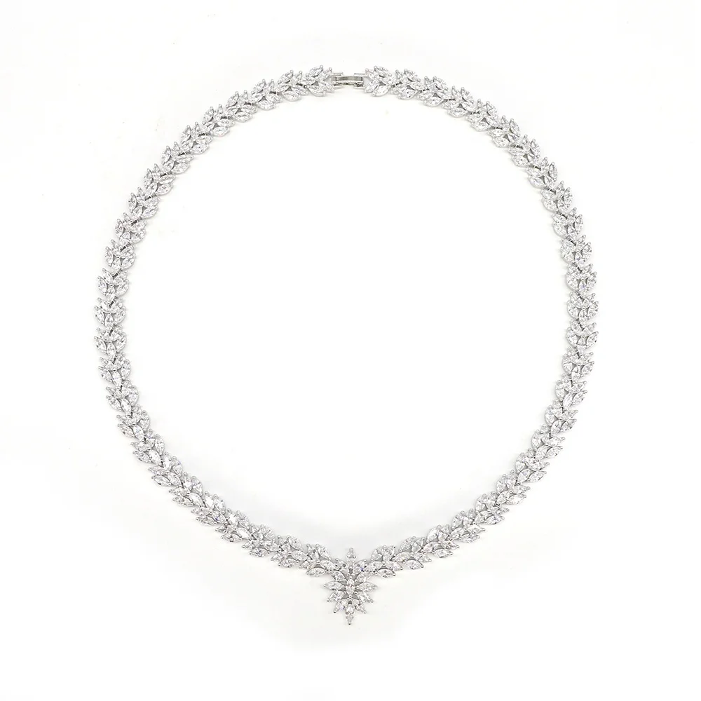 Bedazzled Fashion Horse Eye cubic zircon wedding necklace earrings bridal women  jewellery set for brides bridesmaid